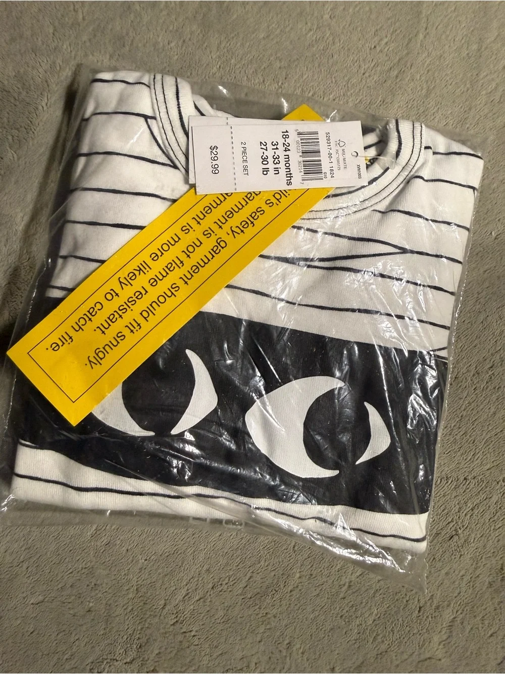 GAP Black and White Striped Kids Pajama Top with Eye Graphic